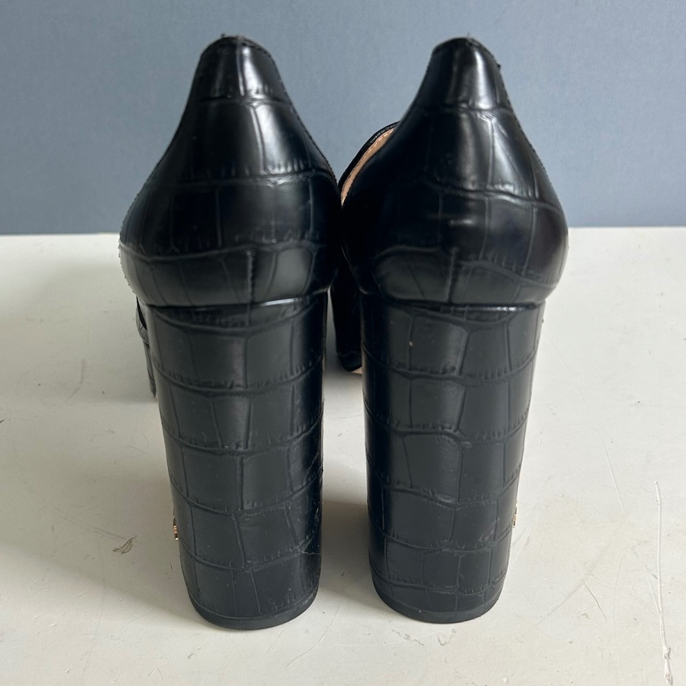 Y2K Sam Edelman Platform Heels Size 8.5 Loafer Horsebit Aretha Dark Academia - Picture 5 of 11